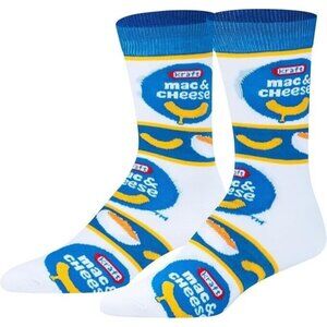 Kraft Mac & Cheese Crew Socks Men's (6-12 Shoe Size) White, Blue, Yellow, Red